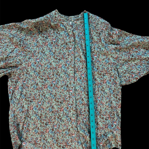 Fat Face Sage Green Prairie Floral Buttoned Long 3/4 Sleeve Blouse Top - Picture 3 of 9